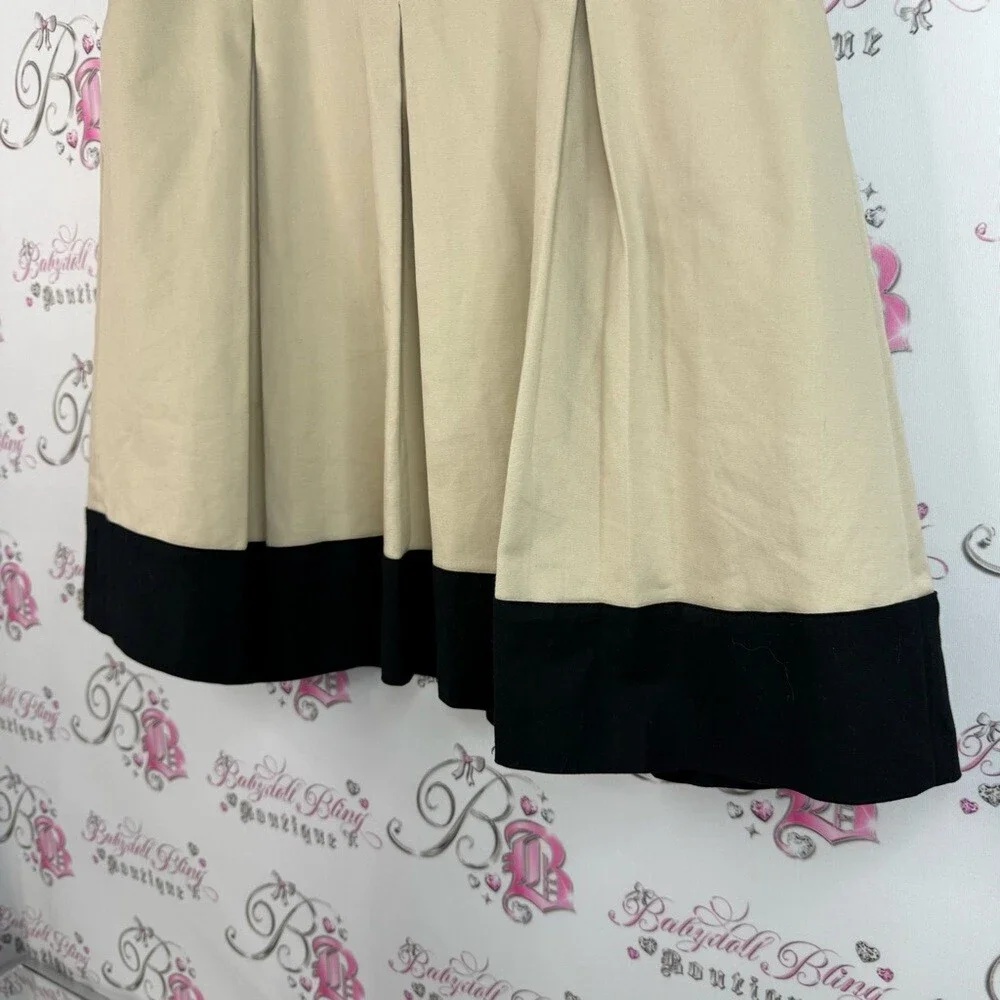 Banana Republic skirt ruffle pleated tan Beige and Black A-Line Skirt